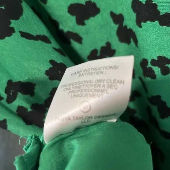 TANYA TAYLOR Nomi Wrap Dress Green Silk Print Ruffle Trim, Size 4 - Picture 14 of 15